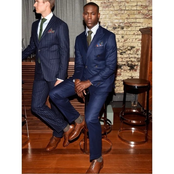 Loro Piana Hickey Freeman Sport Coat Blazer Jacket Wool Stripe Navy Classic 39 R - Picture 3 of 14